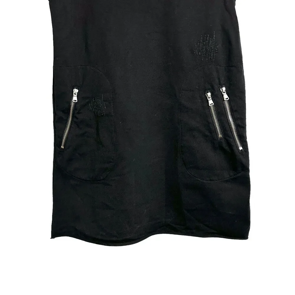 Adriano Goldschmied Girls Sz 6X Black Tunic Dress Kids Raw Hem Embroidered